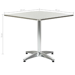 vidaXL Table de jardin Argenté 80x80x70 cm Aluminium pas cher