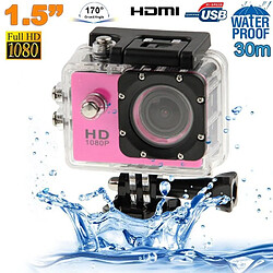 Yonis Caméra sport waterproof Camera Embarquée Sport LCD Caisson Étanche Waterproof 12 Mp Full HD 1080P Rose - YONIS