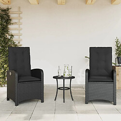 Maison Chic Lot de 2 Chaises inclinables de jardin et coussins | chaises Relax d'extérieur noir rotin -GKD44548