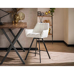 Lisa Design Hatti - lot de 2 tabourets de bar pivotants - en tissu bouclette blanc