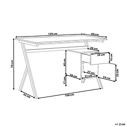 Beliani Bureau avec rangement 120 x 60 cm bois clair et blanc ASHLAND