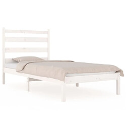 Maison Chic Lit Moderne Chambre - Cadre/structure de lit pour adulte Blanc Bois de pin massif 100x200 cm -MN37881