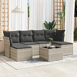 vidaXL Salon de jardin avec coussins 7 pcs gris clair résine tressée 