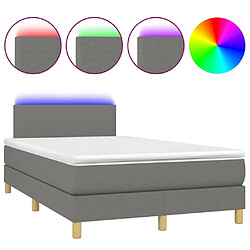 Maison Chic Lit adulte- Lit + matelas + LED,Sommier à lattes de lit matelas LED gris foncé 120x190 cm tissu -GKD74483