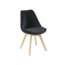 Avis Vente-Unique Lot de 6 chaises en velours et hêtre - Noir - JODY