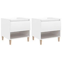 vidaXL Tables de chevet 2 pcs Blanc brillant 50x46x50 cm