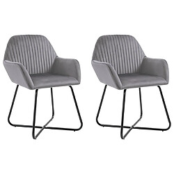 Decoshop26 Lot de 2 chaises de salle à manger cuisine design moderne velours gris CDS020620 