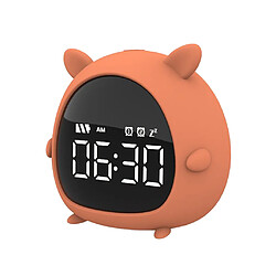 Horloge De Bureau Mignonne Orange De Minuterie De Réveil De Chevet Numérique LED Snooze