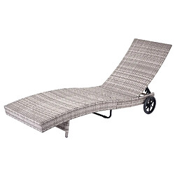 Avis Mendler Chaise longue HWC-D80 en polyrotin ~ gris, coussin beige