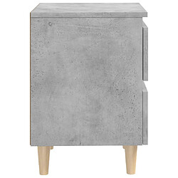 Acheter vidaXL Tables de chevet pieds en pin 2 pcs gris béton 40x35x50 cm