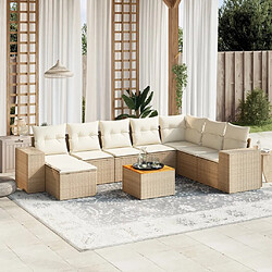 Maison Chic Salon de jardin avec coussins 9 pcs, Ensemble Tables et chaises de jardin, beige résine tressée -GKD278829