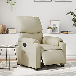 Maison Chic Fauteuil Relax pour salon, Fauteuil inclinable électrique Crème Similicuir -GKD15492