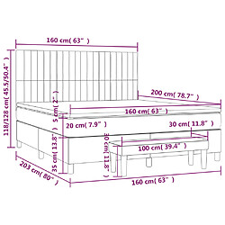 vidaXL Sommier à lattes de lit avec matelas Taupe 160x200 cm Tissu pas cher