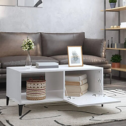 Avis Maison Chic Table basse,Table Console Table d'appoint, Table pour salon Blanc brillant 90x50x40 cm Bois d'ingénierie -MN12827