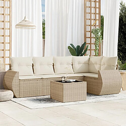 vidaXL Salon de jardin avec coussins 6 pcs beige résine tressée 