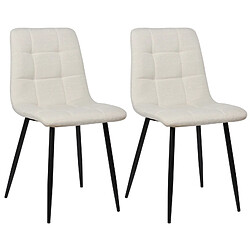 Decoshop26 Lot de 2 chaises de salle à manger en tissu crème pieds métal noir mat style moderne CDS101109