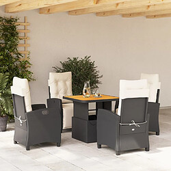 Maison Chic Ensemble à manger d'extérieur 5 pcs avec coussins,Salon de jardin,Mobilier de jardin Noir Résine tressée -GKD177085