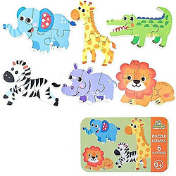 Universal 4 Pièces Enfants Montessori Jeux Puzzle Bois Jouets Cartoon Animaux Paires de dinosaures Puzzle bois assorti pas cher