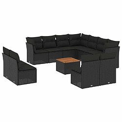 Maison Chic Salon de jardin 12 pcs avec coussins, Ensemble Tables et chaises d'extérieur noir résine tressée -GKD291717