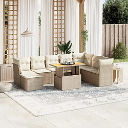 vidaXL Salon de jardin avec coussins 9 pcs beige résine tressée