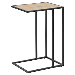 Toilinux Table d'appoint ou bout de canapé en MDF et métal - Beige et Noir