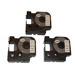 3x Cassette Ruban Cartouche 12mm vhbw noir sur blanc pour Dymo LabelWriter Duo 400, 450, LabelMaker PC, PC2 comme D1, 45013. 