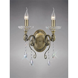 Luminaire Center Applique murale Libra avec interrupteur 2 Ampoules laiton antique/cristal Coloris : laiton antique Largeur en Cm : 33 Hauteur en Cm : 34 Profondeur en Cm : 20 Poids en Kilos : 1,3 Nombre d'ampoules : 2 Type d'ampoule : E14 Pu