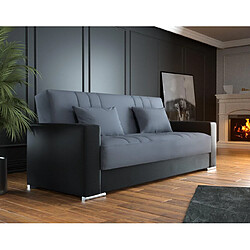 Alter Canapé-lit conteneur 3 places, avec 2 coussins inclus, 230 x96x 101h cm, couleur noir et gris