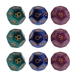 Lot De 9 Pièces Perle 12 Faces Astrologie Dés Pour Constellation Divination Toys Dés de fête d'astrologie