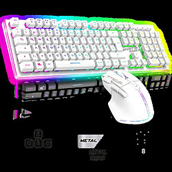 Spirit of Gamer CLAVIER semi mécanique Blanc sans fil WIRELESS RGB PRO + SOURIS sans fil RF 2.4 GHz RGB Rainbow 4800dpi + Casque Gamer Multiplatefor