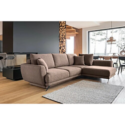 VENESETTI Canapé d'angle convertible - LARSON - en tissu Luxe, 5 places, marron, angle droit (vu de face) 