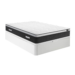 Vente-Unique Ensemble 140 x 190 cm sommier coffre blanc + matelas ressorts ensachés et mémoire de forme ép.25cm - ASTRIA Art Collection de YSMÉE 