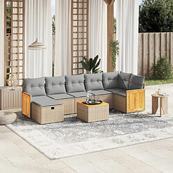 vidaXL Salon de jardin avec coussins 8pcs mélange beige résine tressée 