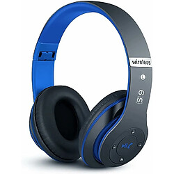 Vendos85 Casque Bluetooth sans Fil, stéréo Pliables Hi-FI Écouteurs avec Microphone intégré Micro SD/TF FM bleu noir