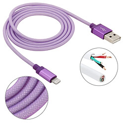 Wewoo Câble Violet pour iPhone X / 8 & 8 Plus / 7 & 7 Plus / 6 & 6s & 6 Plus & 6s Plus / iPad 1m Net Style Haute Qualité Métal Tête Lightning à USB Données / Chargeur Câble,