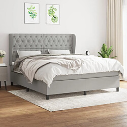 vidaXL Sommier à lattes de lit avec matelas Gris clair 160x200cm Tissu