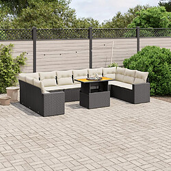 vidaXL Salon de jardin 11 pcs avec coussins noir résine tressée 