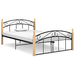 vidaXL Cadre de lit sans matelas noir métal bois chêne 140x200 cm