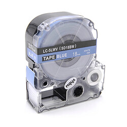 vhbw cassette à bande cartouche 18mm blanc sur bleu pour imprimante d´étiquette Epson LabelWorks LW-1000P, LW-600P remplace LC-5LWV, SD18BW.