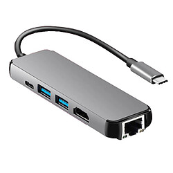 Wewoo HUB Hub USB3.1 Type-C vers HDMI + Port Ethernet Gigabit + 2 ports Câble adaptateur USB3.0 + PD pour Macbook Pro