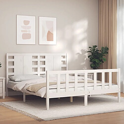 Maison Chic Cadre/structure de lit avec tête de lit pour adulte - Lit Moderne Chambre blanc King Size bois massif -MN52150