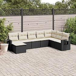 Maison Chic Ensemble Tables et chaises d'extérieur 8 pcs avec coussins,Salon de jardin noir résine tressée -GKD718003