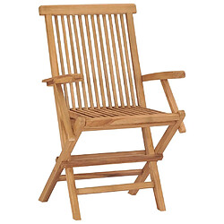 Maison Chic Lot de 3 Chaises de jardin,Fauteuil d'extérieur pliables Bois de teck massif -MN83602