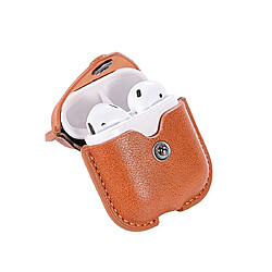 Avis Wewoo Coque Etui de protection en cuir PU avec écouteurs sans fil Bluetooth pour Apple AirPods 1/2 boucle métal brun clair