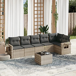 vidaXL Salon de jardin avec coussins 7 pcs gris clair résine tressée 