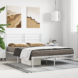 Avis Maison Chic Lit adulte 140x200cm- Cadre de lit métal avec tête de lit pour chambre blanc -MN49538