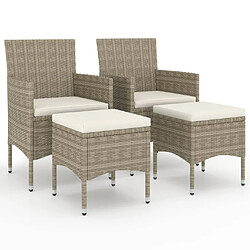 Maison Chic Jeu de 4 chaise,fauteil et tabouret de jardin 4 pcs Résine tressée Beige -GKD92139