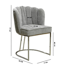 Vivenla Chaise design en acier chromé argenté et revêtement en tissu gris clair L.51 x P. 56 x H. 87 cm collection FLORYA pas cher