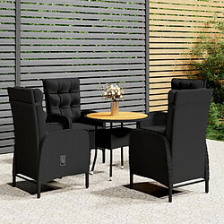 Maison Chic Mobilier de table de bistro et chaises de jardin 5 pcs Résine tressée Noir -GKD174891