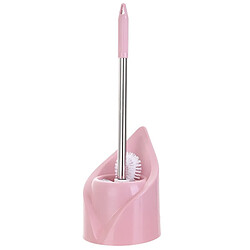 Wewoo Base de forme triangulaire Brosse de toilette à manche long en acier inoxydable de nettoyage de rose